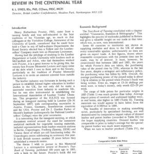 Twenty-First Procter Memorial Lecture Procter’s Textbook of Tanning - 1885: A Retrospective Review in The Centennial Year