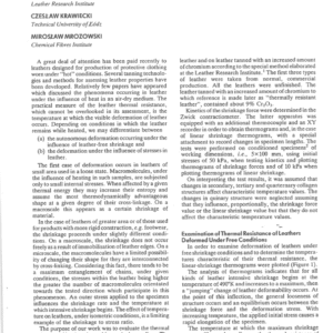 Assessment of the Thermal Resistance of Leather