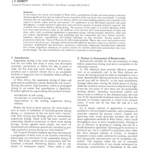 Bactericides for Pre-treatment in Suspension Drying of Hides and Skins: A Review