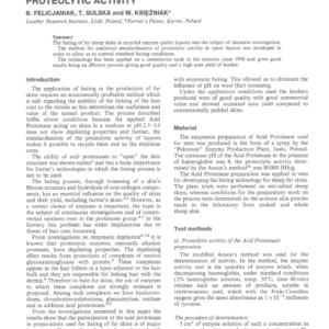 Bating of Furrier Sheepskins in Recycled Liquors After Analytical Standardisation of Proteolytic Activity