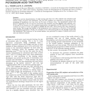 Characterization of Solid Tanning Salts Manufactured from Iron (III) Sulphate and Potassium Acid Tartrate