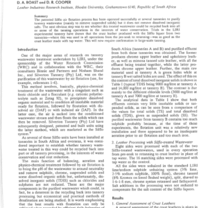 Direct Recycling of Tannery Wastewater Purified by the Silflo Air Flotation System