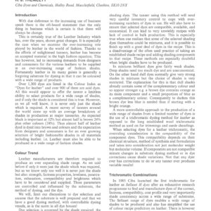 Dye Selection - Problems and Opportunities