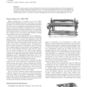 Early Leather Trades Engineers of Leeds Part 1. Thomas Haley & Co