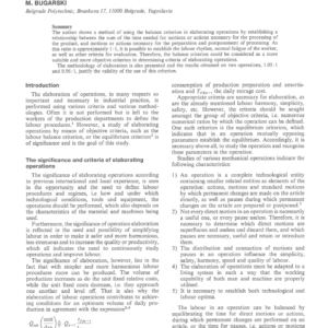 Elaboration of Operations by Using the Balance Criterion