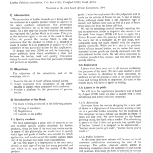 Establishing the Leather Mark as a Marketing Tool