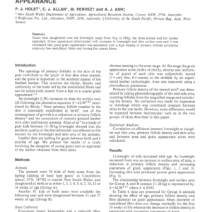 Goat Liveweight and Its Effect on Skin Area, Primary Follicle Density and Leather Grain Appearance
