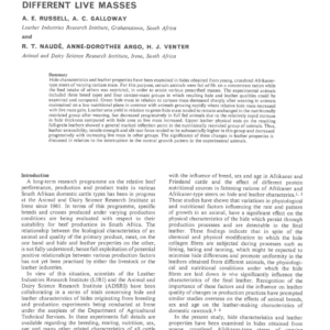 Hide And Leather Characteristics of Young Afrikaner-Type Steers Slaughtered at Four Different Live Masses
