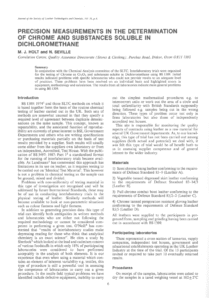 Precision Measurements in the Determination of Chrome and Substances Soluble in Dichloromethane