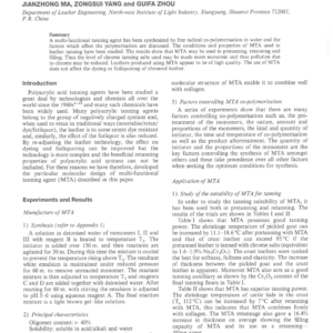 Preparation and Application of a Multi-Functional Tanning Agent - (MTA)