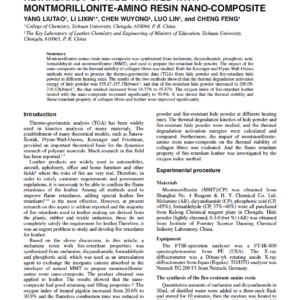 Thermal Degradation Kinetics And Flame Retardancy Of Hide Treated With Montmorillonite-Amino Resin Nano-Composite