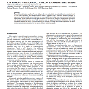 Moisture Adsorption/Desorption Kinetics Of Bovine Hide Powder