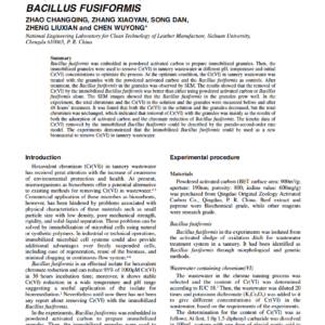 Removal Of Chromium(VI) From Tannery Wastewater By Immobilized Bacillus Fusiformis