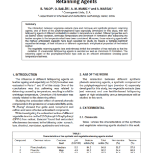 Leather Ageing and Hexavalent Chromium Formation as a Function of the Fatliquoring Agent. Part III: Interaction with Synthetic and Vegetable Retanning Agents
