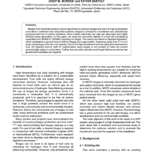Economic Viability of Using Biogas from Tannery Wastes in Molten Carbonate Fuel Cells