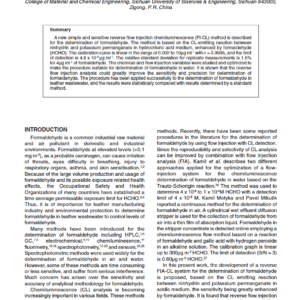 A Fast Method to Determine Formaldehyde in Leather Wastewater