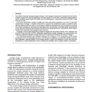 A Thermogravimetric Study on Tannery Sewage Sludges
