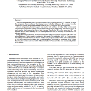 Oxidation of Cr3+ to Cr6+ by Hydroxyl Radicals in Leather