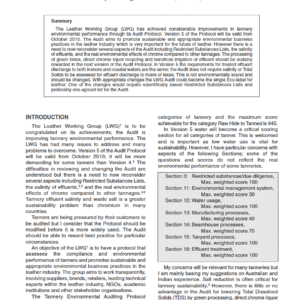 Leather Working Group Audit Considerations