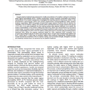 Oxygen Plasma Treated Polyurethane Leather Coating with Enhanced Water Vapour Permeability