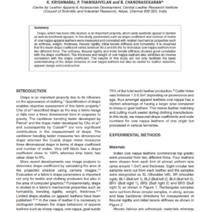 Measurement and Correlation of Drape Coefficient and Related Mechanical Properties of Cow Nappa Apparel Leathers