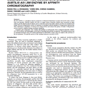 Isolation And Purification Of Caseinase And Collagenase From Commercial Bacillus Subtilis As1.398 Enzyme By Affinity Chromatography
