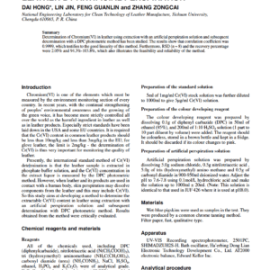 Determination Of Chromium(VI) Extracted From Leather By Artificial Perspiration
