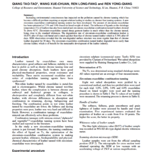 Zirconium-Oxazolidine Combination Tannage For Sheep Garment Leather