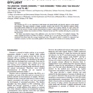 On-Line Flow Injection Spectrophotometric Determination Of Chloride Ion In Tannery Effluent