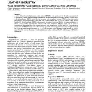 Hyperbranched Polymer Polyols: Their Preparation, Modification And Use In The Leather Industry