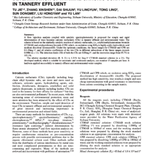 Kinetic Spectrophotometric Flow Injection Determination Of Hyamine Cationic Surfactants In Tannery Effluent