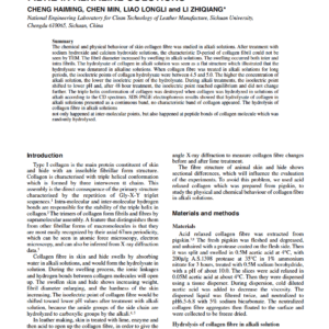 Chemical And Physical Behaviour Of Collagen Fibre In Alkaline Solutions