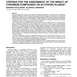 Are Indexes Characterizing The Efficiency Of Biological Treatment Of Wastewater Reliable Criteria For The Assessment Of The Impact Of Chromium Compounds On Activated Sludge?