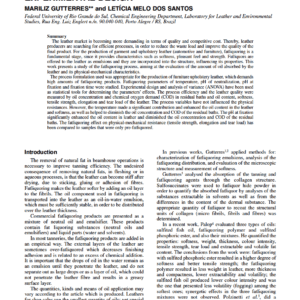 Study Of Fatliquoring Parameters Using Experimental Design