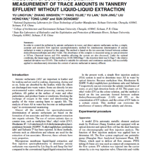 Anionic Surfactants: Determination By Flow Injection Spectrophotometry. Measurement Of Trace Amounts In Tannery Effluent Without Liquid-Liquid Extraction