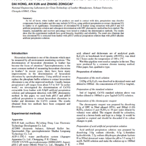 Chromium(VI) Extracted From Leather Using Acid And Alkaline Artificial Perspiration