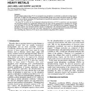 Phosphorylated Collagen Fibre: Preparation And Use For Adsorbing Heavy Metals