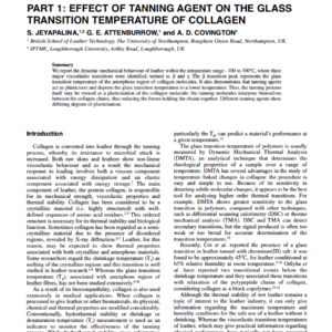 Dynamic Mechanical Thermal Analysis (DMTA) Of Leather Part 1: Effect Of Tanning Agent On The Glass Transition Temperature Of Collagen