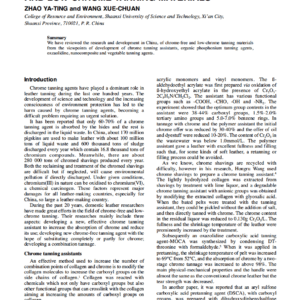 Chinese Developments In Chrome-Free And Low-Chrome Tanning Materials