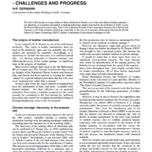 SLTC Procter Memorial Lecture 2008 The Ecological Tannage - Challenges And Progress