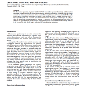 Reaction Of Gelatin With Cr(III), Al(III) And Fe(III): Investigation By Spectrofluorimetry