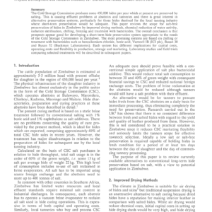 Short-Term Preservation of Hides in Zimbabwe