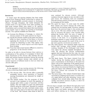 Studies in Chrome Utilisation in UK Tanneries Part I