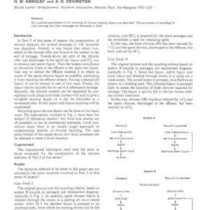 Studies in Chrome Utilisation in UK Tanneries Part II