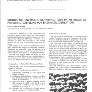 Studies On Enzymatic Dehairing: Part IV. Methods Of Preparing Calfskins For Enzymatic Depilation