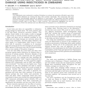 Studies on Pesticides Used for the Protection of Skins During Storage and Transportation. Part 1: Protection of Goat Skins Against Beetle Damage Using Insecticides in Zimbabwe