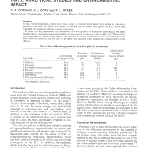 Studies on Pesticides Used for the Protection of Skins During Storage and Transportation. Part 2: Analytical Studies and Environmental Impact