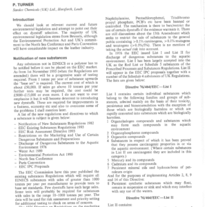 The Effect of Environmental Legislation on the Selection of Dyestuffs