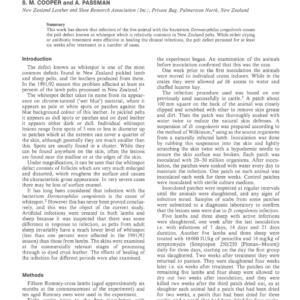 The Effect of Infection with Dermatophilus Congolensis on Lamb and Sheep Pelts