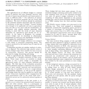 Utilisation of Effluent Sludges from Sidi Khalifa Tannery, Libya